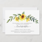 陽気な黄色いひまわりの誕生日パーティー 招待状 (正面)