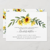 陽気な黄色いひまわりの誕生日パーティー 招待状 (正面/裏面)