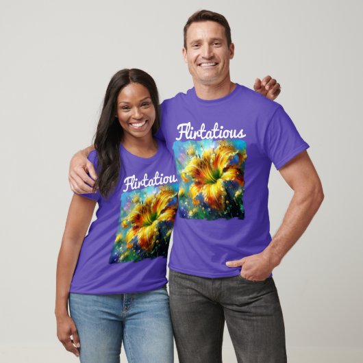 陽気な黄色のハナギクの花の青いユリ Tシャツ (ユニセックス)