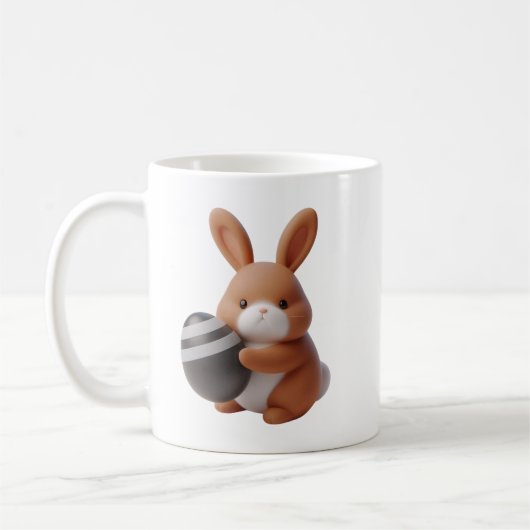 陽気な3Dイースターバニー飾と卵付き コーヒーマグカップ (左)