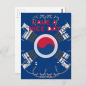 陽気な「ハッピー・デイ」韓国国旗アートデザイン ポストカード (正面/裏面)