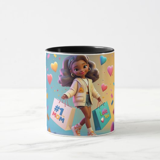 陽気な#1母があなたを愛するショッピング母の日 マグカップ (中央)