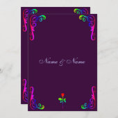 陽気なLGBTの結婚式の招待の虹及び紫色 招待状 (正面/裏面)