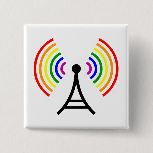 陽気なWifiの虹信号のアンテナ 缶バッジ
