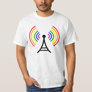陽気なWiFiの虹信号のアンテナ Tシャツ