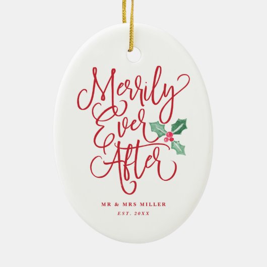 陽気にその後ずっと新婚者の休日を結婚すること セラミックオーナメント (裏面)