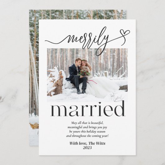 陽気に新結婚したしいクリスマス シーズンカード (正面/裏面)