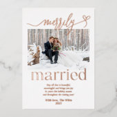 陽気に新結婚したしいクリスマス 箔シーズンカード (正面)