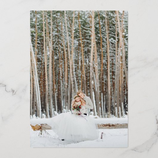 陽気に新結婚したしいクリスマス 箔シーズンカード (裏面)