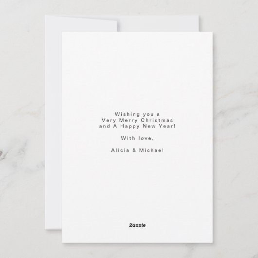 陽気に新結婚したしい初めてのクリスマス シーズンカード (裏面)