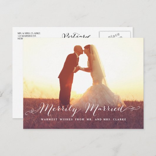 陽気に結婚したなクリスマスの写真の休日の郵便はがき シーズンポストカード (正面/裏面)