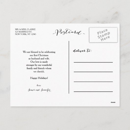 陽気に結婚したなクリスマスの写真の休日の郵便はがき シーズンポストカード (裏面)