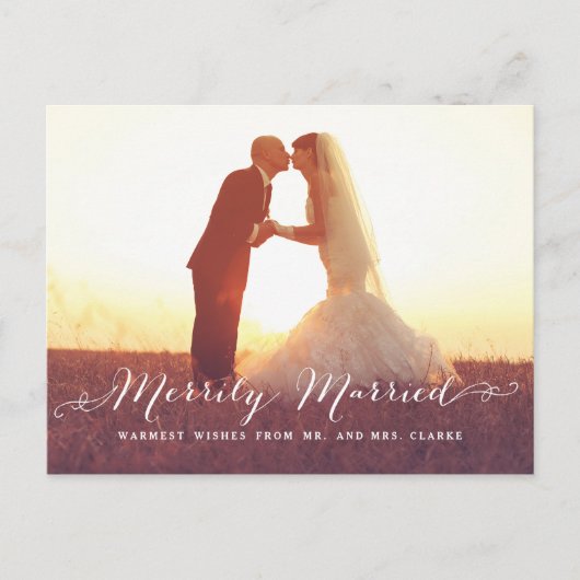 陽気に結婚したなクリスマスの写真の休日の郵便はがき シーズンポストカード (正面)