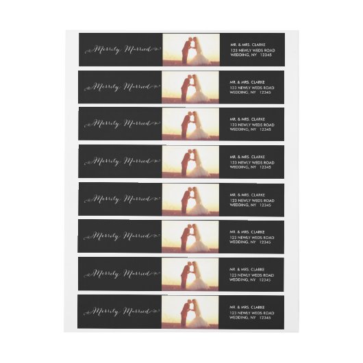 陽気に結婚したなクリスマスの写真の差出人住所 ラップアラウンドラベル (シート)