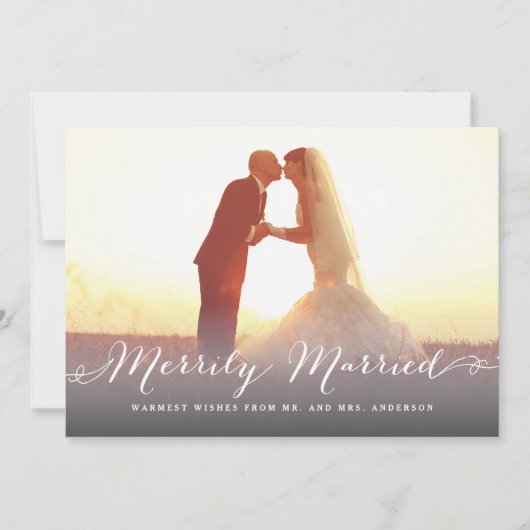 陽気に結婚したな原稿のクリスマスの休日の写真 招待状 (正面)