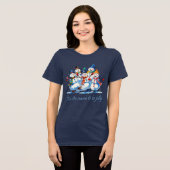 陽気に踊るユーモラスな雪だるまたち この季節に トライブレンドＴシャツ (正面全面)