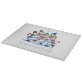 陽気に踊るユーモラスな雪だるまたち この季節は陽気に カッティングボード (角)
