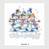 陽気に踊るユーモラスな雪だるまのクリスマス シール (シート)