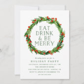 陽気にEat Drink and Be Merry リース ホリデーパーティー 招待状 (正面)