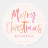 陽気カラフルなクリスマスパーソナライズされた ラウンドシール (正面)