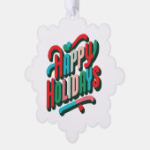 陽気カラフルな活字の祝祭日 オーナメントカード (左)