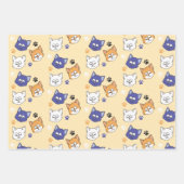 陽気カラフルな猫 ラッピングペーパーシート (正面)