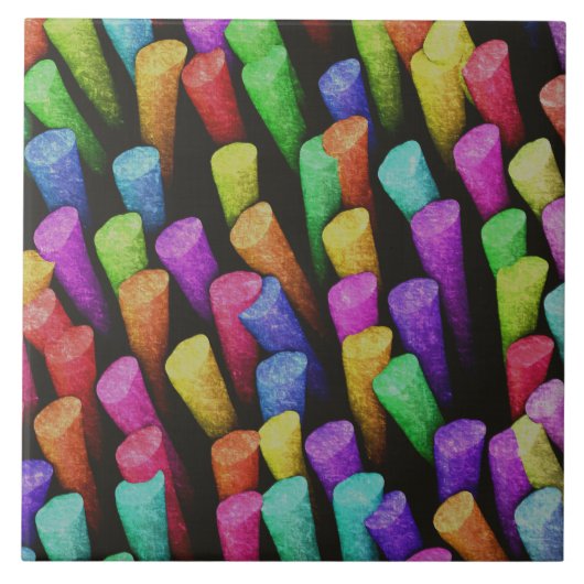 陽気カラフルな肉色のチョーク柄 タイル (正面)