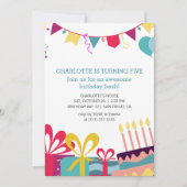 陽気カラフルパーソナライズされた誕生会 招待状 (正面)