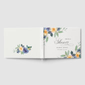 陽気素朴イエローブルーフローラブライダルシャワー ゲストブック (全面)