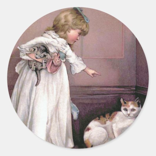 「隅に腰掛ける」ヴィンテージイラストレーション ラウンドシール (正面)