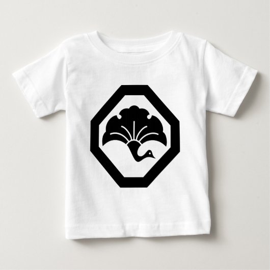 隅切り角に銀杏鶴 ベビーTシャツ (正面)