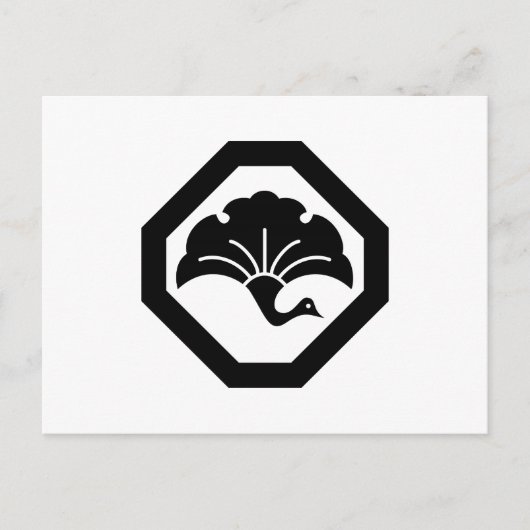 隅切り角に銀杏鶴 ポストカード (正面)