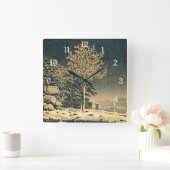 隅田川の冬の日 スクエア壁時計 (ホーム)