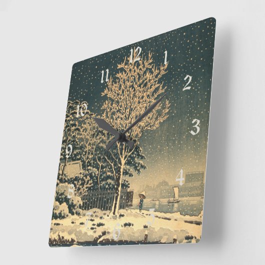 隅田川の冬の日 スクエア壁時計 (傾斜)