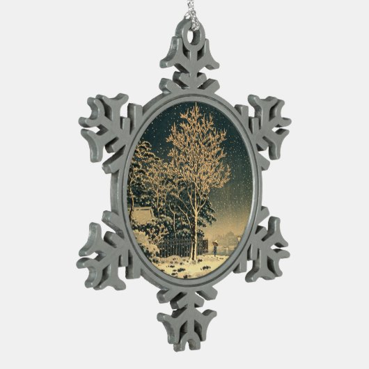 隅田川の冬の日 スノーフレークピューターオーナメント (左)