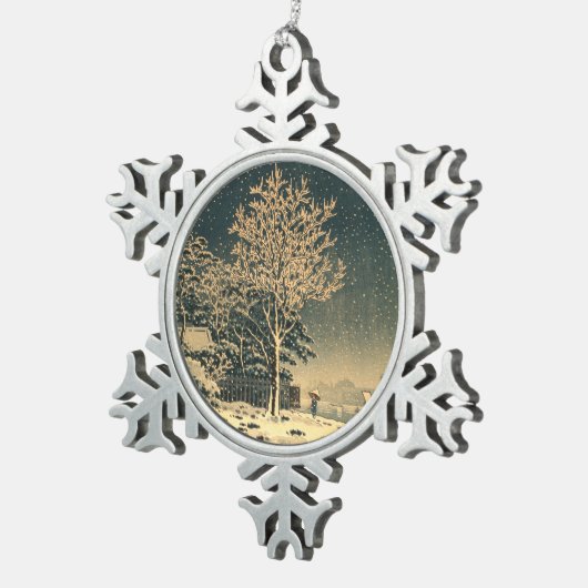 隅田川の冬の日 スノーフレークピューターオーナメント (右)