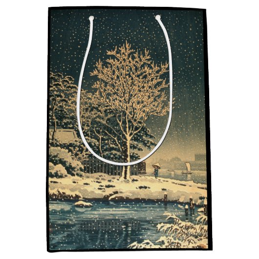 隅田川の冬の日 ミディアムペーパーバッグ (正面)