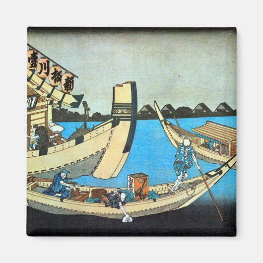 隅田川、北斎隅田川、北斎、浮世絵 マグネット (正面)