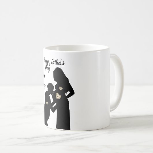 隆起からの幸せな父の日のパパ コーヒーマグカップ (正面右)