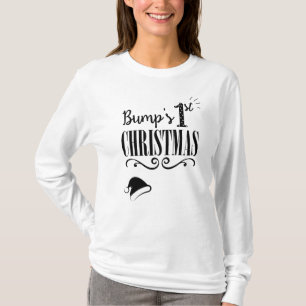 隆起の初めてのクリスマスの長袖のマタニティシャツ Tシャツ