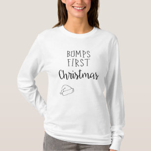 隆起の初めてのクリスマスの長袖のマタニティシャツ Tシャツ