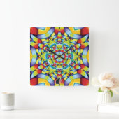 階層万華鏡のように千変万化するパターン スクエア壁時計 (ホーム)