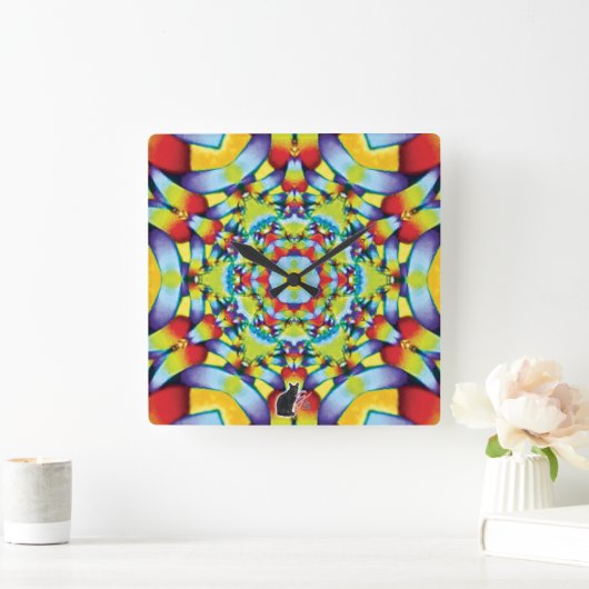 階層万華鏡のように千変万化するパターン スクエア壁時計 (ホーム)