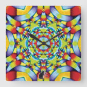 階層万華鏡のように千変万化するパターン スクエア壁時計 (正面)