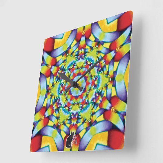 階層万華鏡のように千変万化するパターン スクエア壁時計 (傾斜)