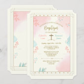 階層的な宗教的なピンクとブルー 招待状 (正面/裏面)