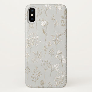 階層花模様(銀色)と金ゴールド iPhone X ケース
