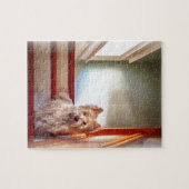 階段に坐っているWestie犬ヴィンテージの一見 ジグソーパズル (横)