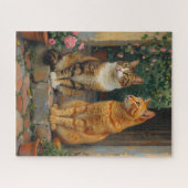 階段に座る2匹のかわいい猫 ジグソーパズル (横)
