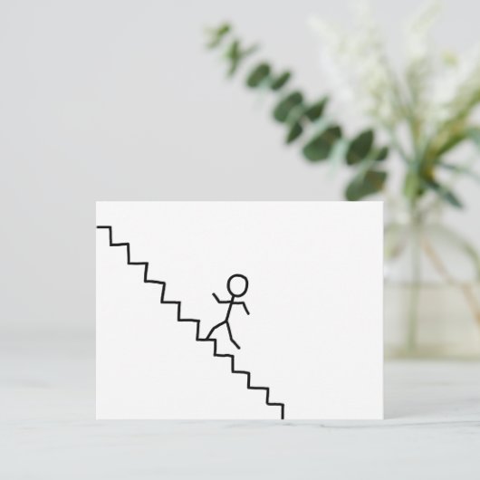 階段のはがきを上るスティックマン ポストカード (スタンド正面)